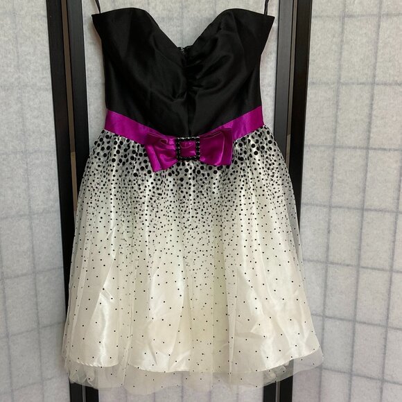 Gunne Sax Strapless Tulle Net Ballet Sweetheart Neck Sparkle Dress Bow Waist 7 - Picture 1 of 15